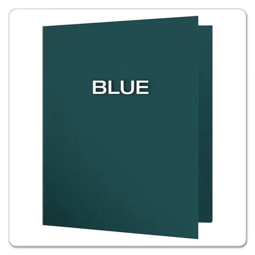 Oxford Earthwise By Oxford 100% Recycled Paper Twin-Pocket Portfolio, 100-Sheet Capacity, 11 X 8.5, Blue, 25/box