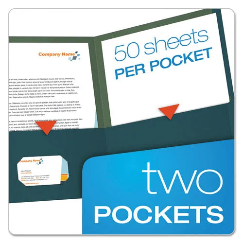 Oxford Earthwise By Oxford 100% Recycled Paper Twin-Pocket Portfolio, 100-Sheet Capacity, 11 X 8.5, Blue, 25/box