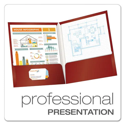 Oxford High Gloss Laminated Paperboard Folder, 100-Sheet Capacity, 11 X 8.5, Crimson, 25/box