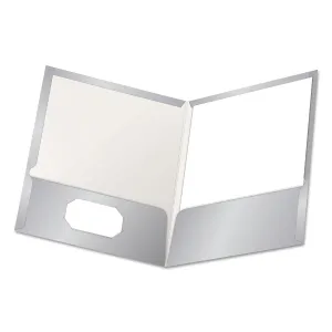 Oxford™ High Gloss Laminated Paperboard Folder, 100-Sheet Capacity, 11 X 8.5, Gray, 25/box