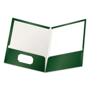 Oxford™ High Gloss Laminated Paperboard Folder, 100-Sheet Capacity, 11 X 8.5, Green, 25/box