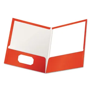 Oxford™ High Gloss Laminated Paperboard Folder, 100-Sheet Capacity, 11 X 8.5, Red, 25/box
