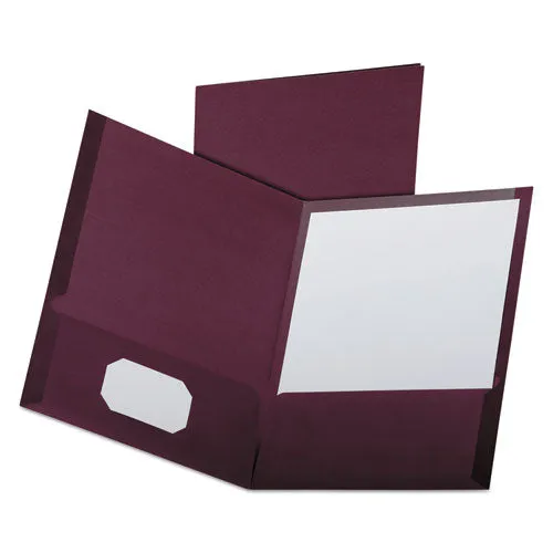 Oxford Linen Finish Twin Pocket Folders, 100-Sheet Capacity, 11 X 8.5, Burgundy, 25/box