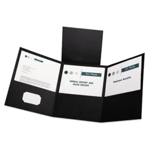 Oxford™ Tri-Fold Folder W/3 Pockets, 150-Sheet Capacity, 11 X 8.5, Black, 20/box