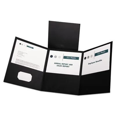 Oxford™ Tri-Fold Folder W/3 Pockets, 150-Sheet Capacity, 11 X 8.5, Black, 20/box