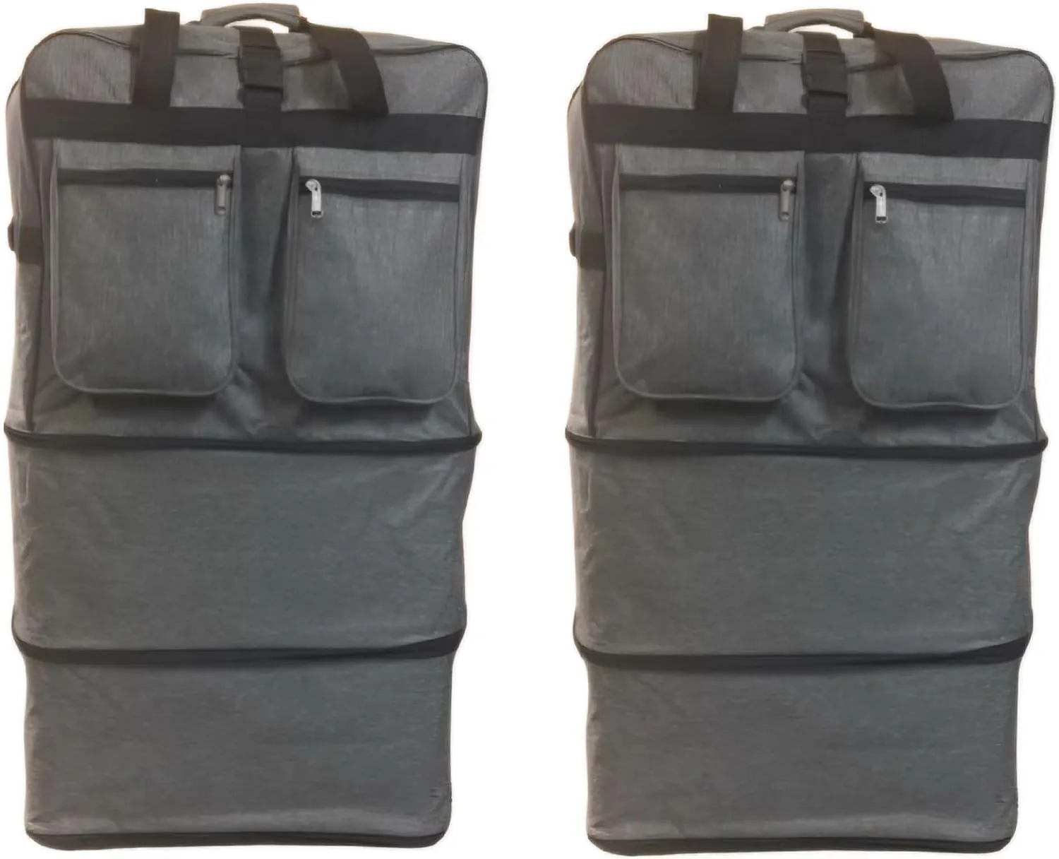 (Pack of 2) 30" Duffle Bag Expandable Rolling Lightweight Wheeled Spinner Suitcase Luggage for Travel and Storage (Gray)