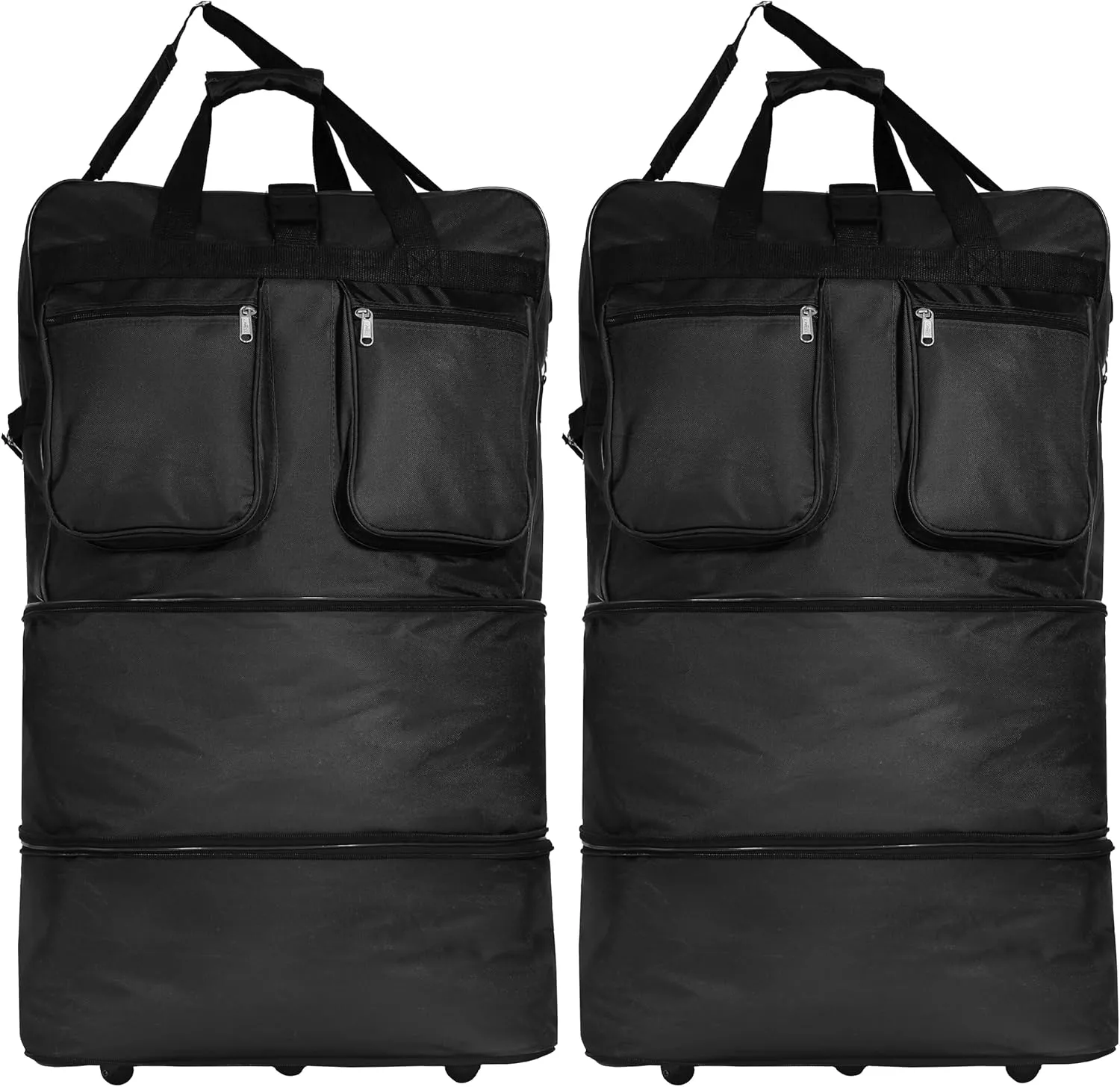 (Pack of 2) 30"" Duffle Bag Expandable Rolling Lightweight Wheeled Spinner Suitcase Luggage for Travel and Storage (Black), Bag30BLK