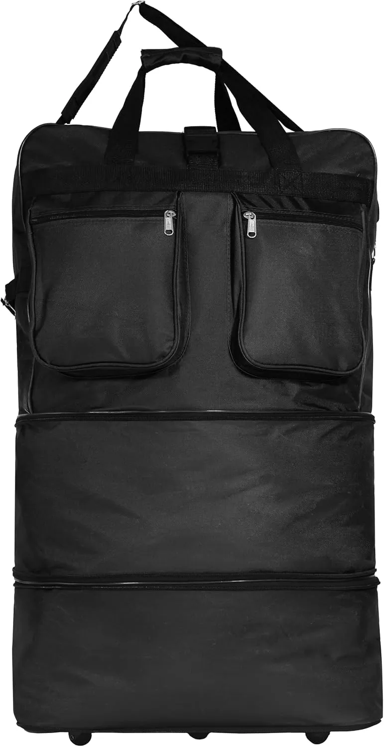 (Pack of 2) 30"" Duffle Bag Expandable Rolling Lightweight Wheeled Spinner Suitcase Luggage for Travel and Storage (Black), Bag30BLK