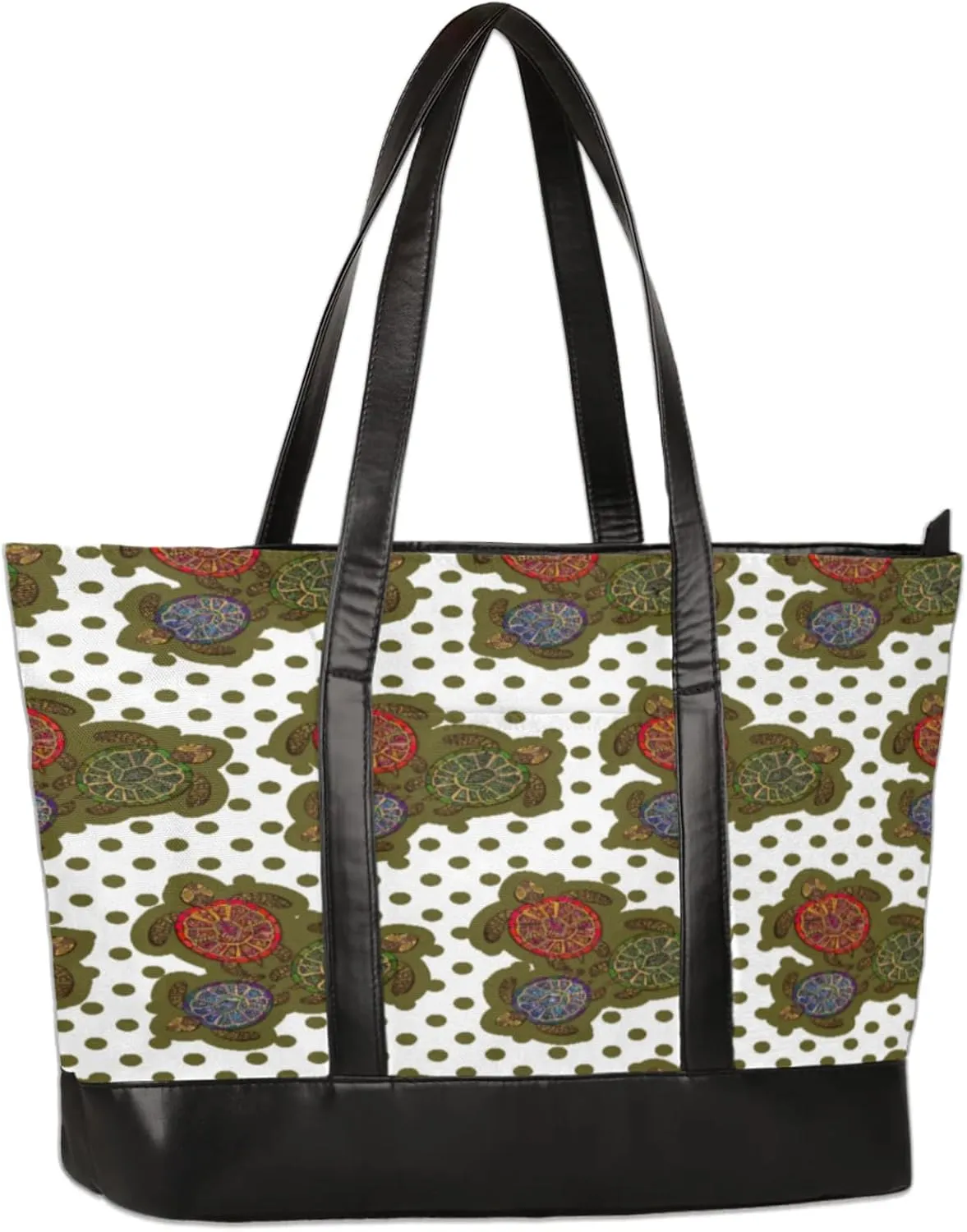 Painted Turtle Dots Laptop Tote Bag for Women Lightweight Work Purse with Multiple Compartments Fits 13-15.6 Inch Laptop Tablet Shoulder Bag for Office Travel Daily Use