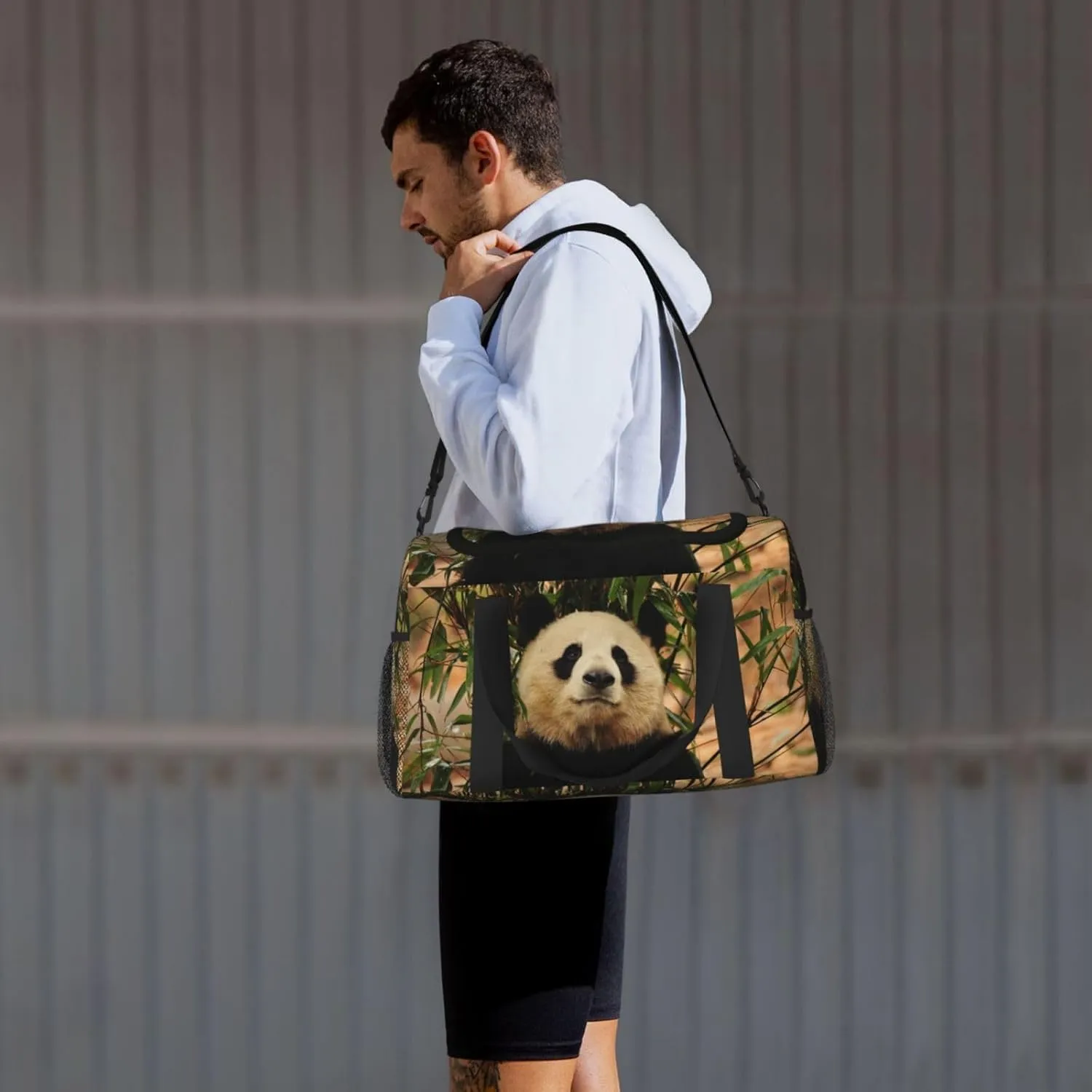 Panda Enjoying The Cool Travel Duffel Bag Large Foldable Waterproof Overnight Bag For Beach Swim Bags Pool Sports Gym