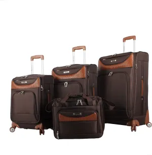 Pathfinder 4-Piece Spinner Luggage Set, telescoping handle (Chocolate)