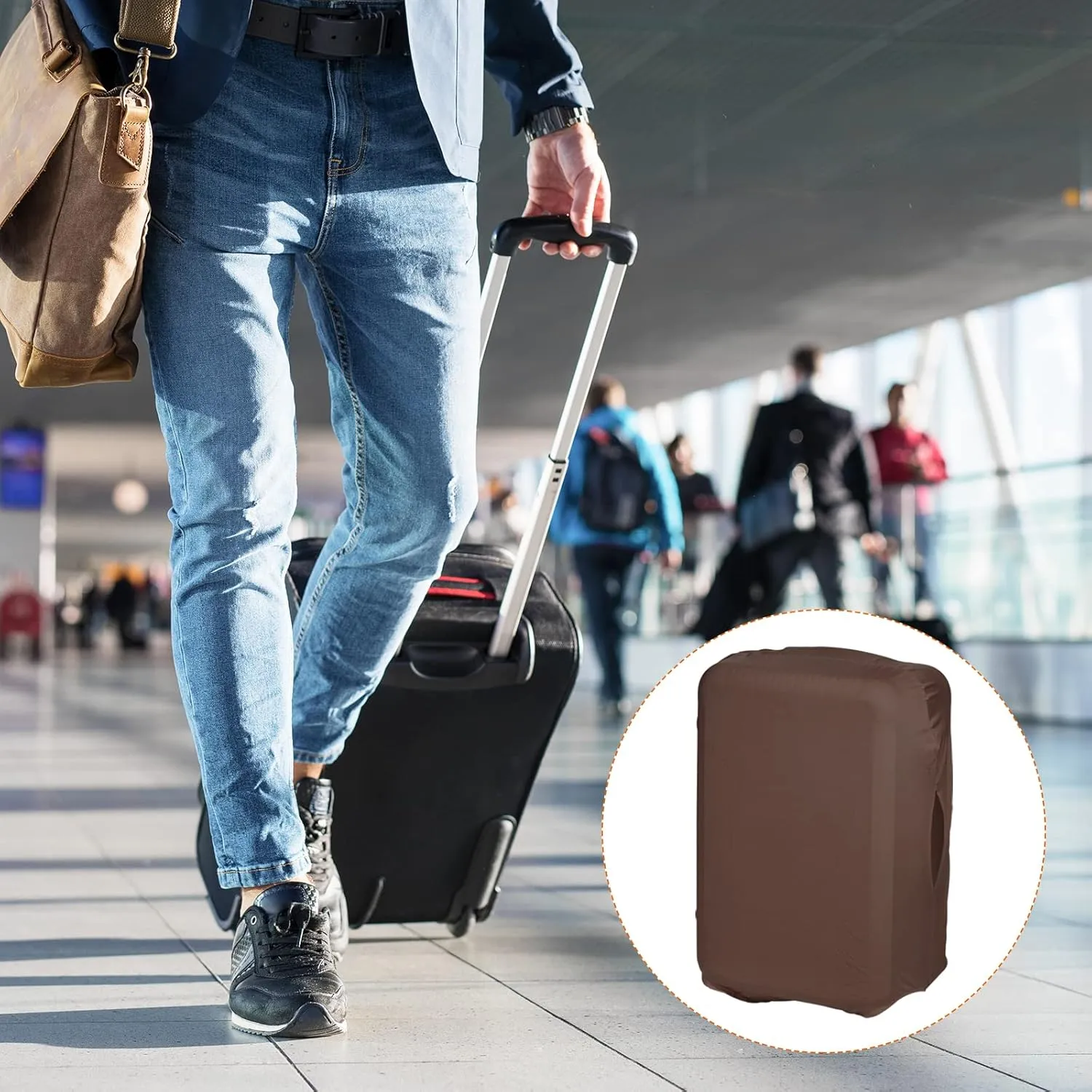 PATIKIL Elastic Silk Travel Luggage Cover, Washable Protective Suitcase Protector Bag Brown for 28 Inch Wheeled Suitcase