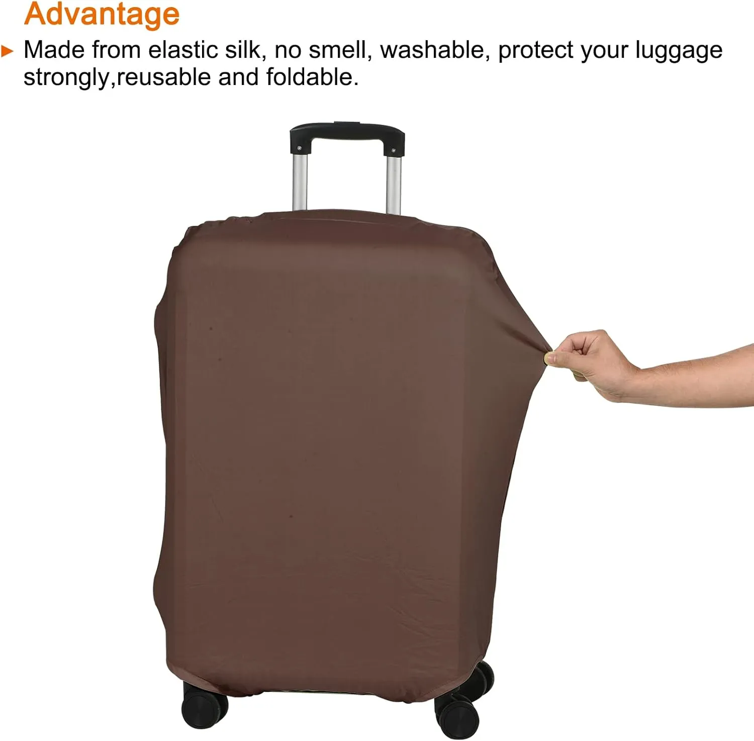 PATIKIL Elastic Silk Travel Luggage Cover, Washable Protective Suitcase Protector Bag Brown for 28 Inch Wheeled Suitcase