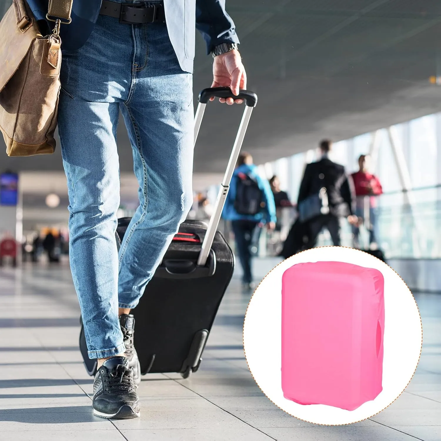 PATIKIL Elastic Silk Travel Luggage Cover, Washable Protective Suitcase Protector Bag Pink for 24 Inch Wheeled Suitcase