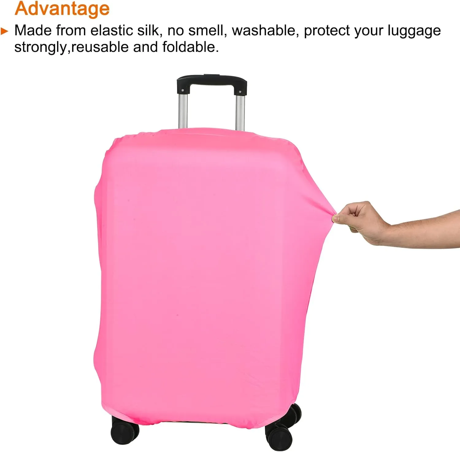 PATIKIL Elastic Silk Travel Luggage Cover, Washable Protective Suitcase Protector Bag Pink for 24 Inch Wheeled Suitcase