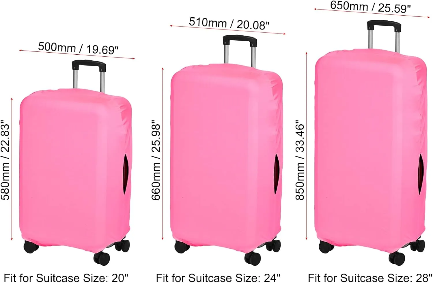 PATIKIL Elastic Silk Travel Luggage Cover, Washable Protective Suitcase Protector Bag Pink for 24 Inch Wheeled Suitcase