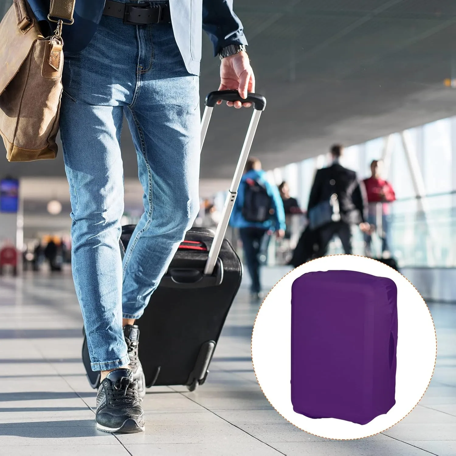 PATIKIL Elastic Silk Travel Luggage Cover, Washable Protective Suitcase Protector Bag Purple for 28 Inch Wheeled Suitcase