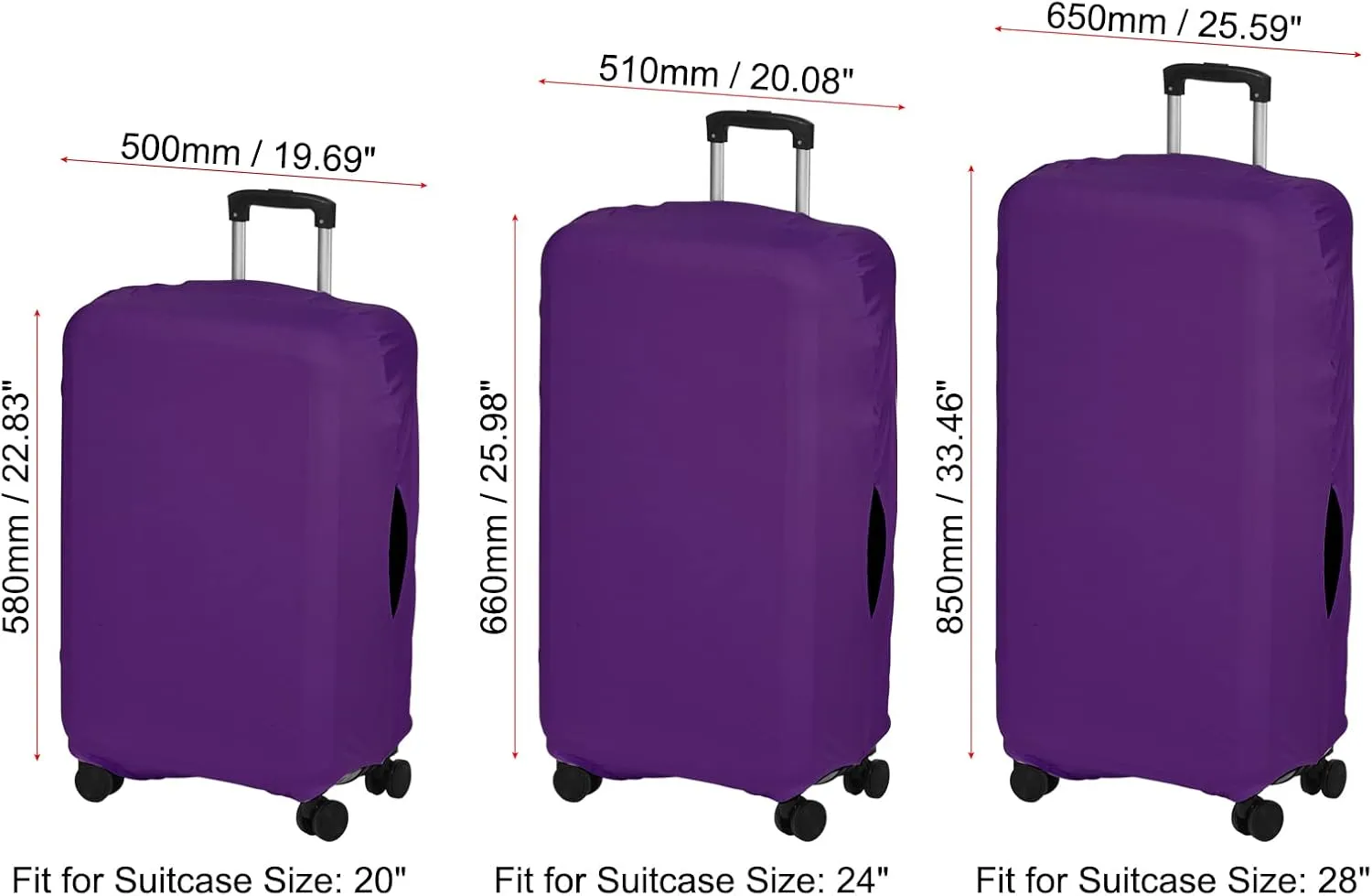 PATIKIL Elastic Silk Travel Luggage Cover, Washable Protective Suitcase Protector Bag Purple for 28 Inch Wheeled Suitcase