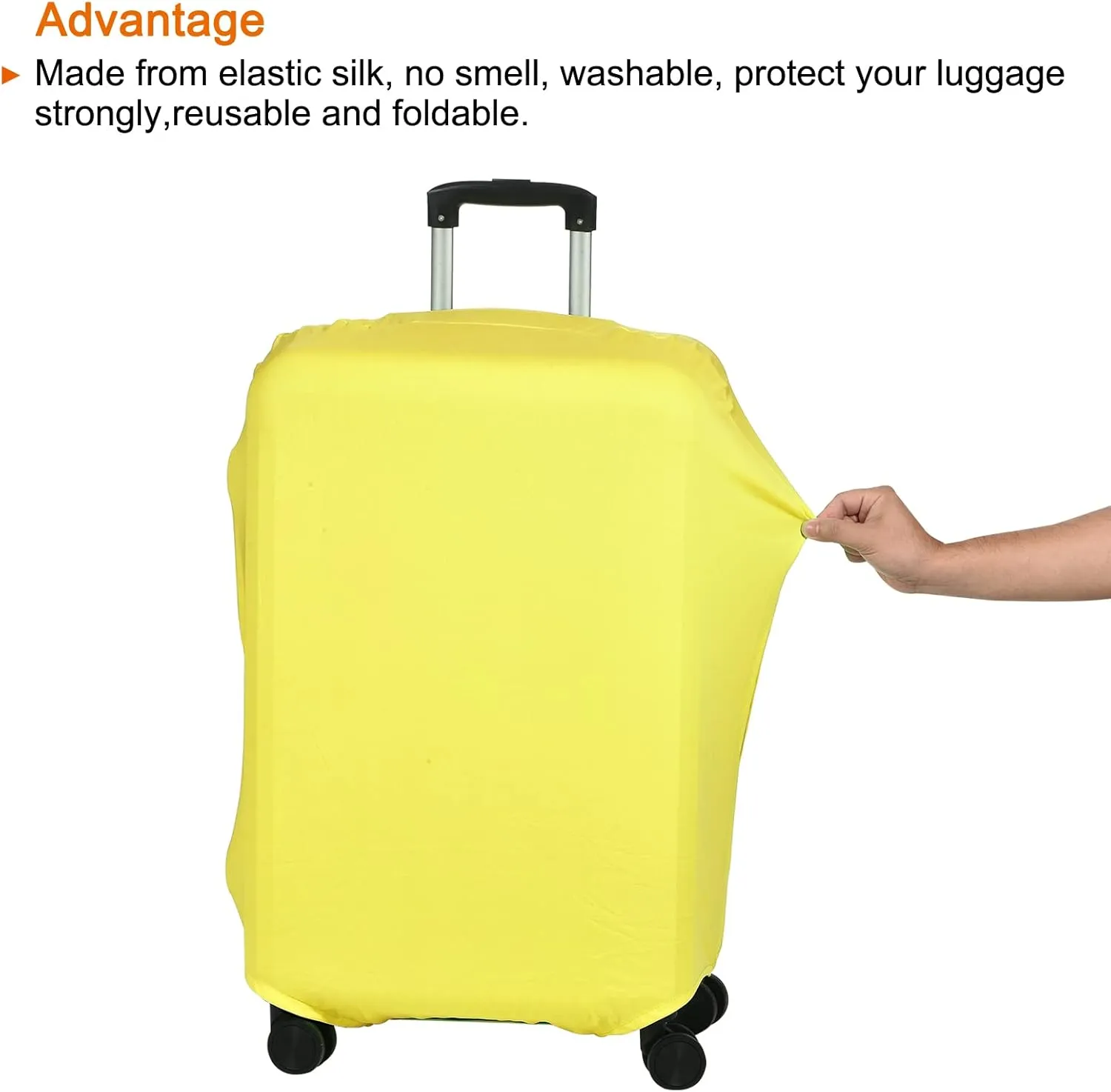 PATIKIL Elastic Silk Travel Luggage Cover, Washable Protective Suitcase Protector Bag Yellow for 24 Inch Wheeled Suitcase