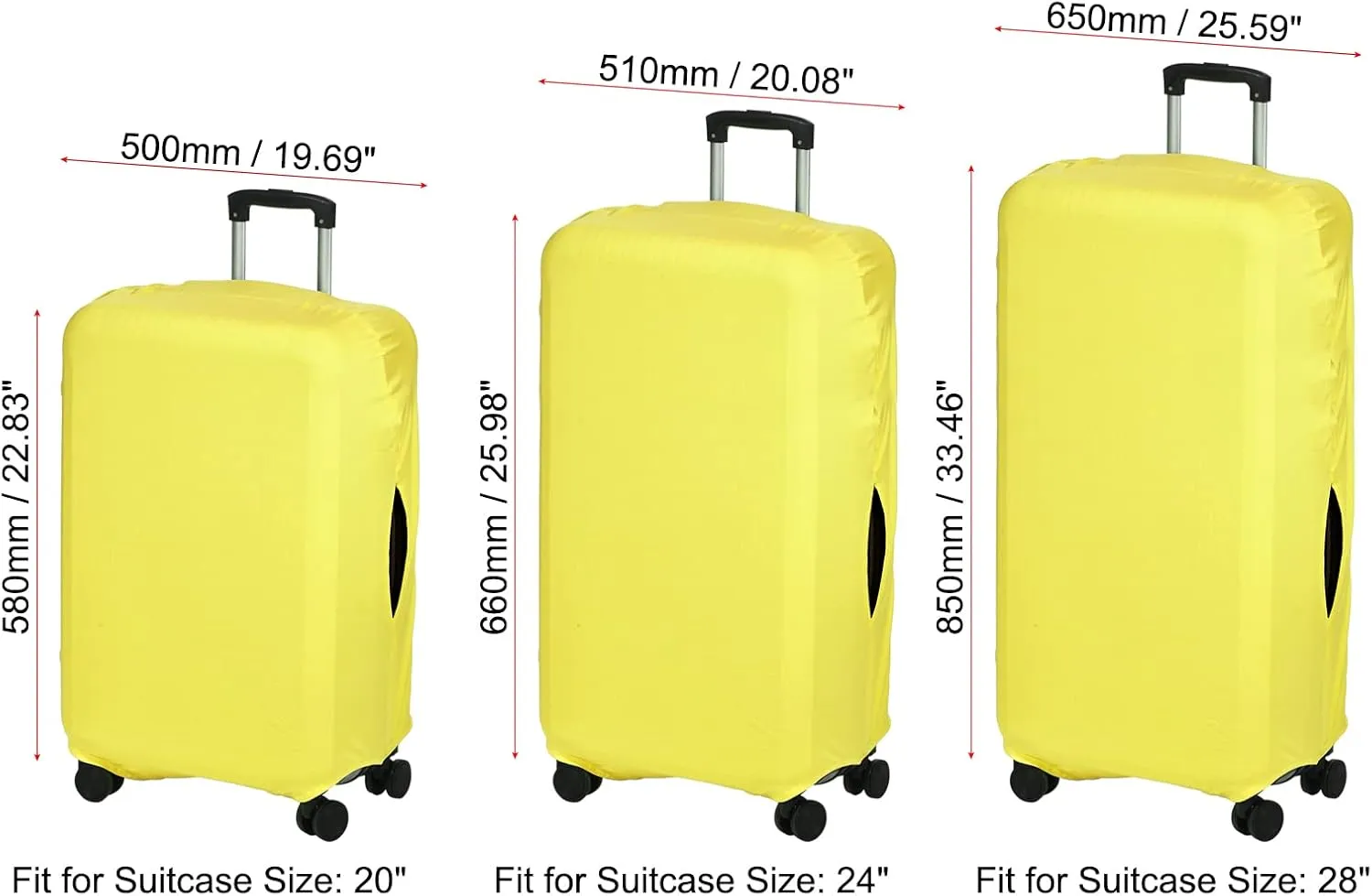 PATIKIL Elastic Silk Travel Luggage Cover, Washable Protective Suitcase Protector Bag Yellow for 24 Inch Wheeled Suitcase