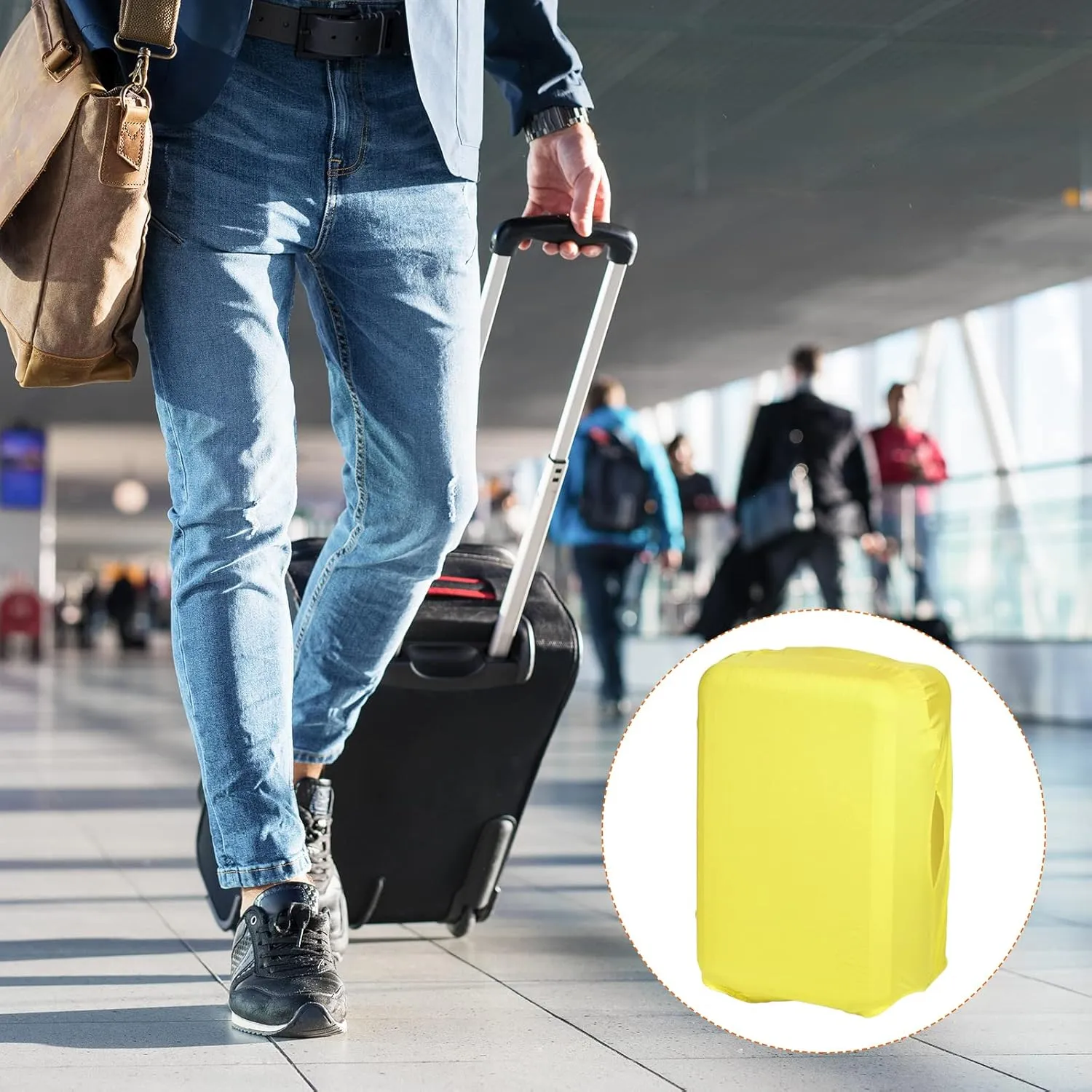 PATIKIL Elastic Silk Travel Luggage Cover, Washable Protective Suitcase Protector Bag Yellow for 24 Inch Wheeled Suitcase