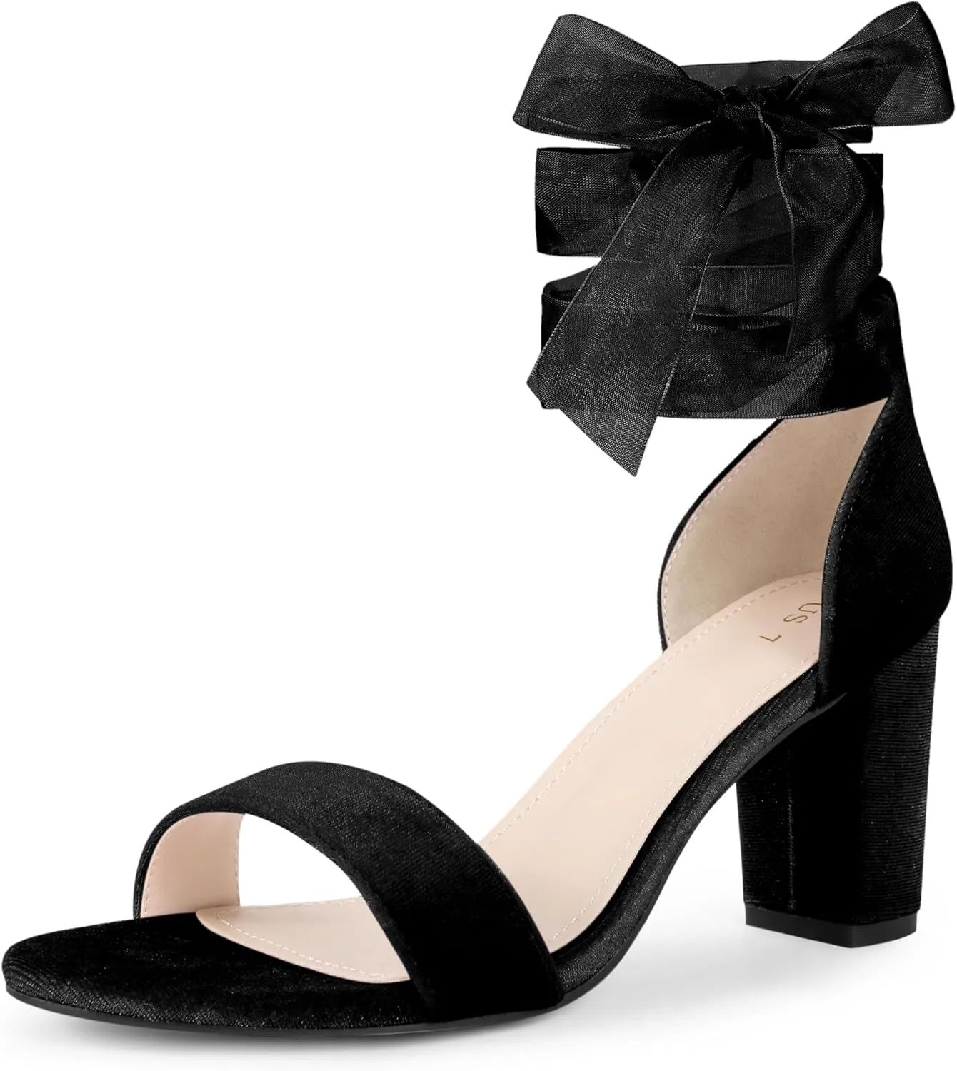 Perphy Chunky Heels Lace Up Ballet Velvet Sandals for Women