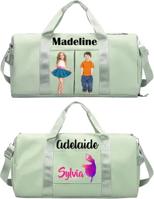 Personalized Ballet Duffle Bag for Women Girls,Custom Sport Gym Travel Bags Printed Name Text,Customized Dry Wet Separated Overnight Weekender Waterproof Bag Gift - Green
