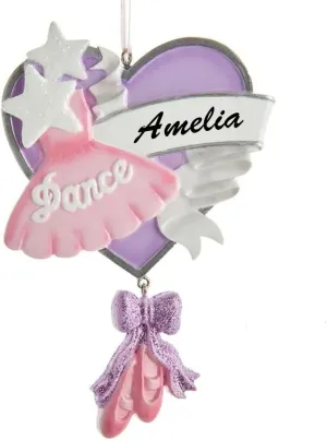Personalized Ballet Tutu with Shoes Dance Christmas Ornament - Pink and Purple Tree Decoration with Custom Name