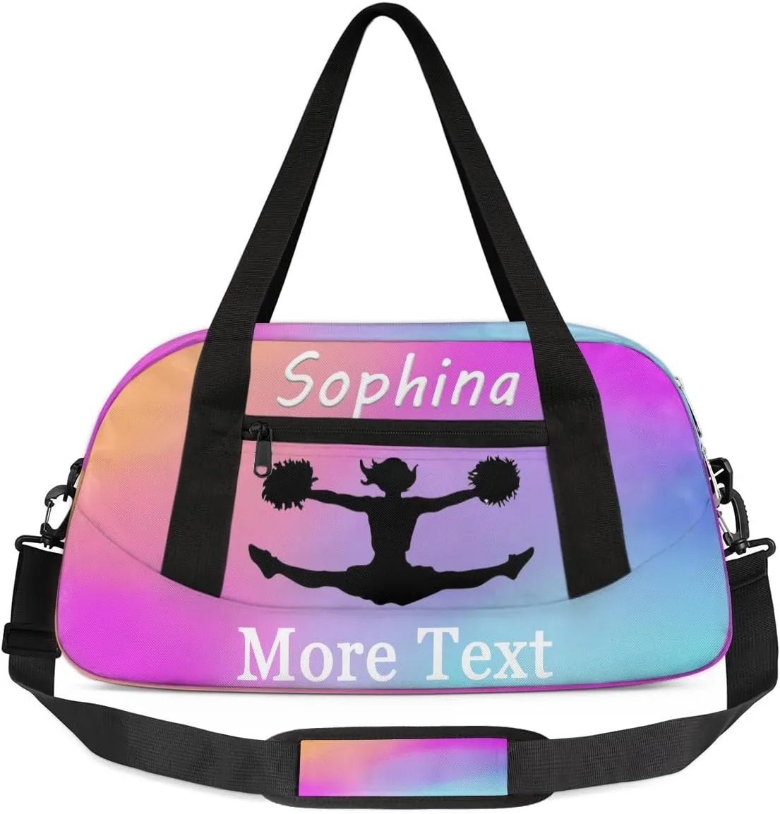 Personalized Cheer Bag for Kids Girls and Boys with Name Custom Sport Duffle Bag for Kids Girls and Boys Overnight Sleepover Bag Travel Bag Weekender Bag for Dance Gift Pink Gradient Cheer