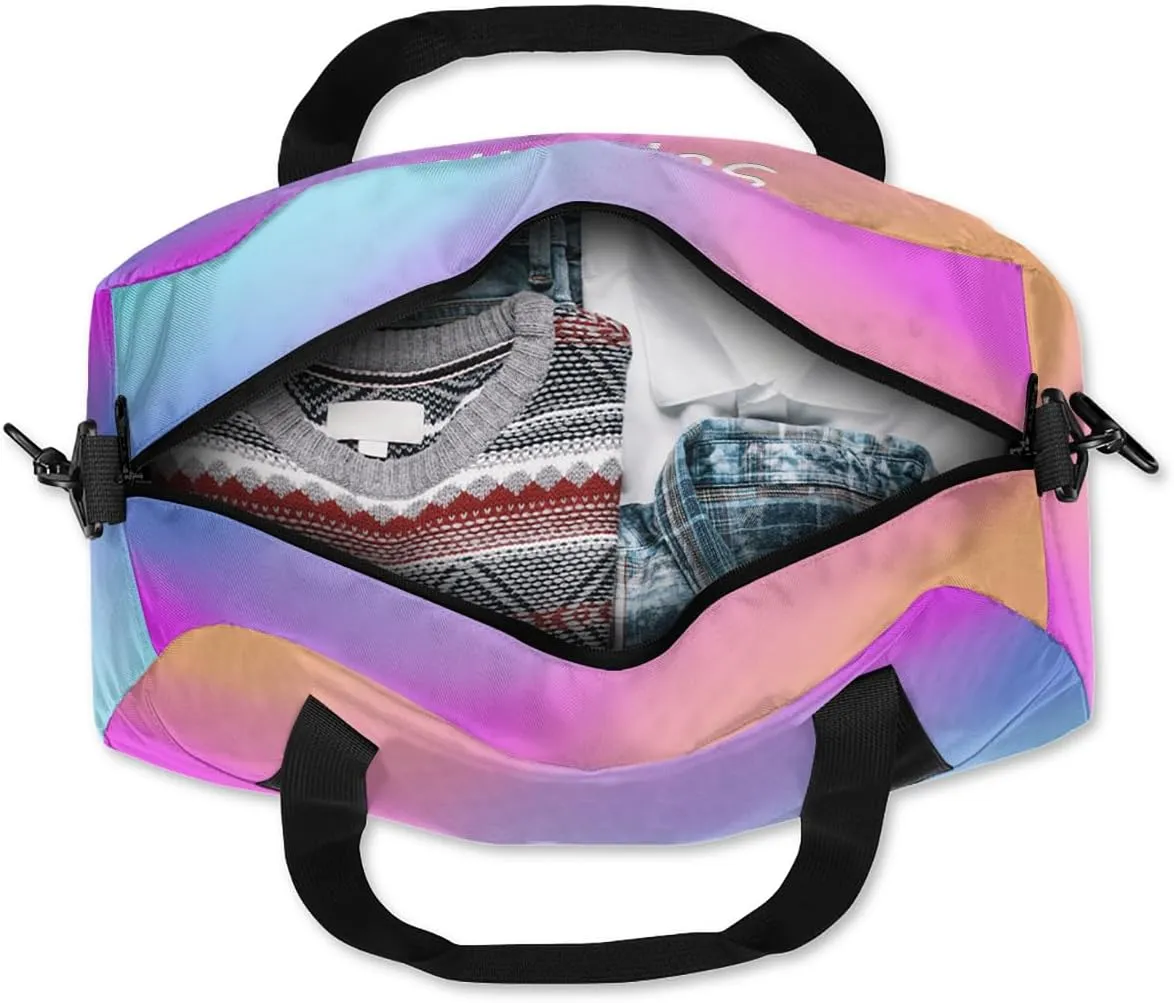 Personalized Cheer Bag for Kids Girls and Boys with Name Custom Sport Duffle Bag for Kids Girls and Boys Overnight Sleepover Bag Travel Bag Weekender Bag for Dance Gift Pink Gradient Cheer