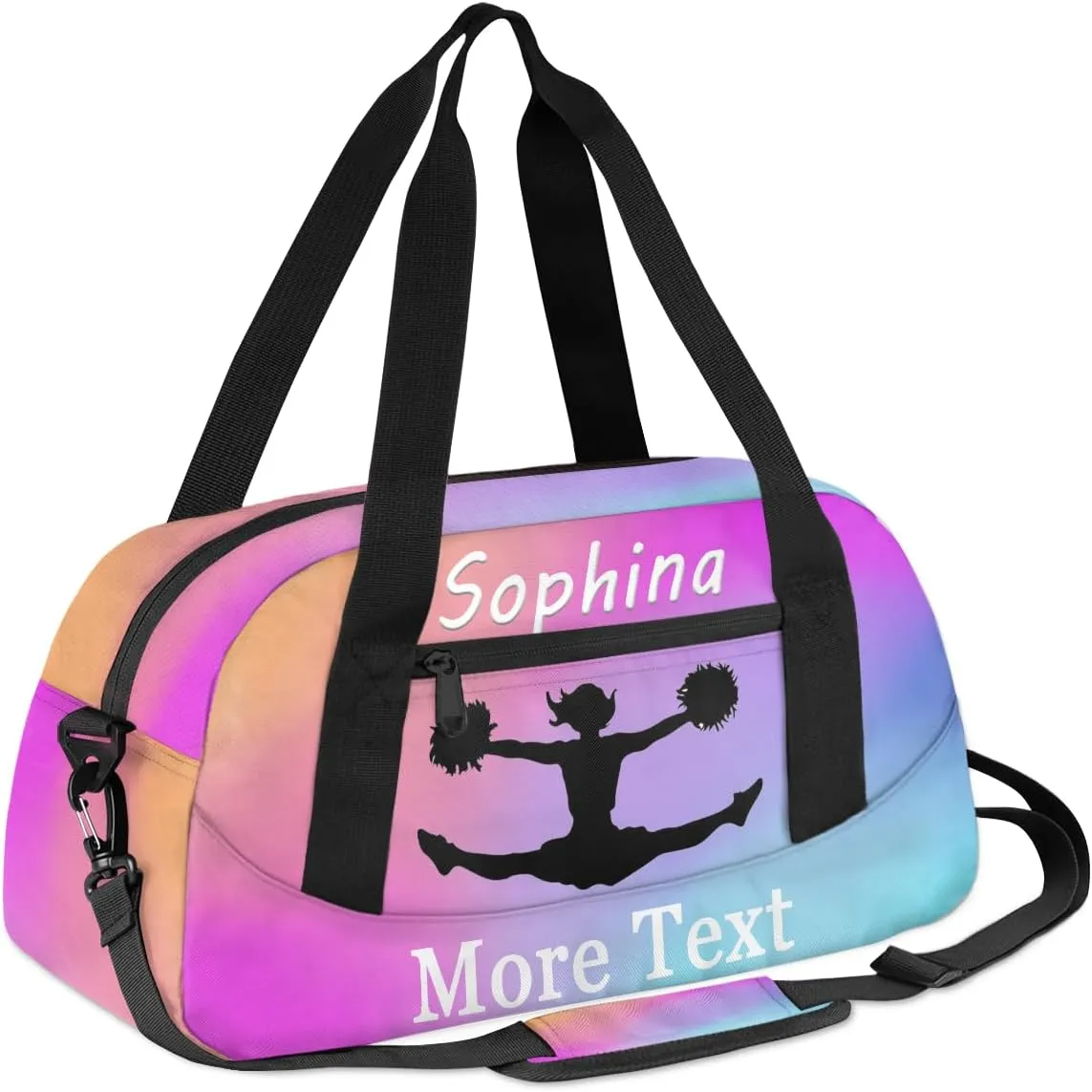 Personalized Cheer Bag for Kids Girls and Boys with Name Custom Sport Duffle Bag for Kids Girls and Boys Overnight Sleepover Bag Travel Bag Weekender Bag for Dance Gift Pink Gradient Cheer