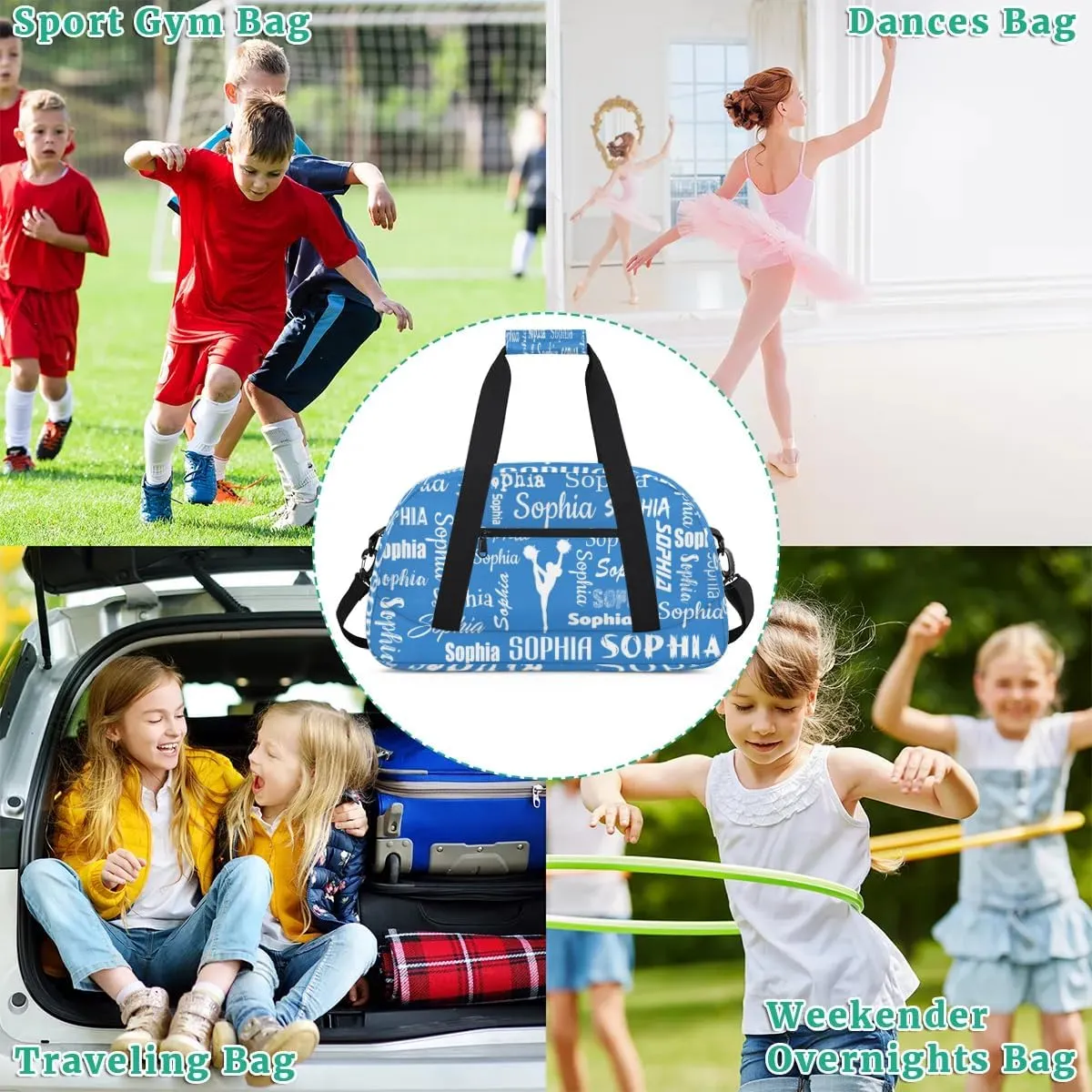 Personalized Cheer Bag Sport Duffel Bag for Cheerleader Custom Dance Overnight Weekender Bags Personalized Gymnastics Bag Cheerleading Gifts, Blue