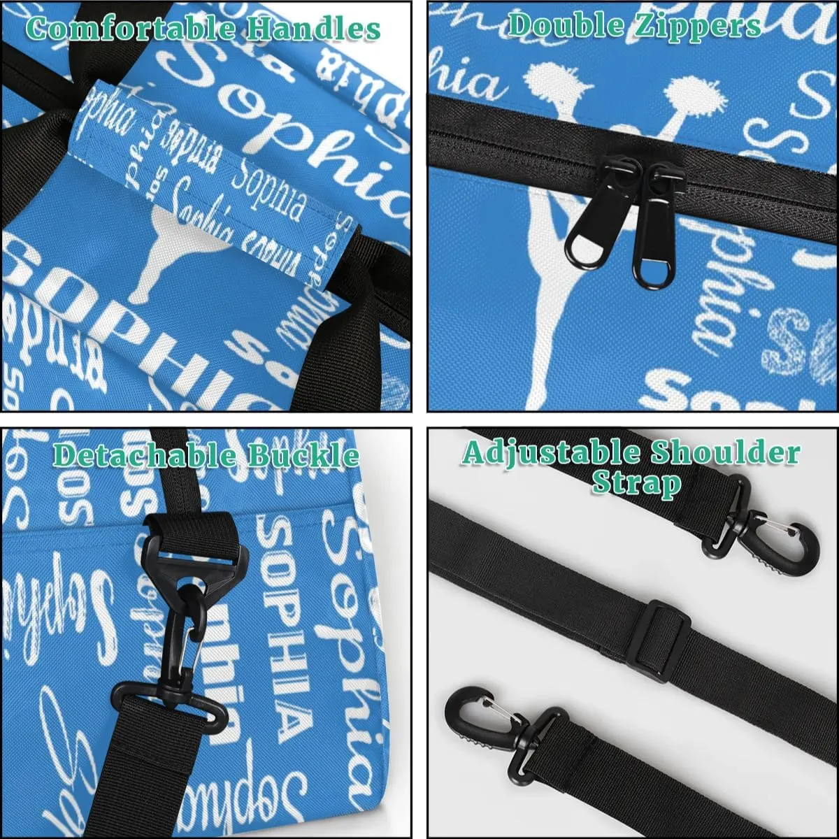 Personalized Cheer Bag Sport Duffel Bag for Cheerleader Custom Dance Overnight Weekender Bags Personalized Gymnastics Bag Cheerleading Gifts, Blue