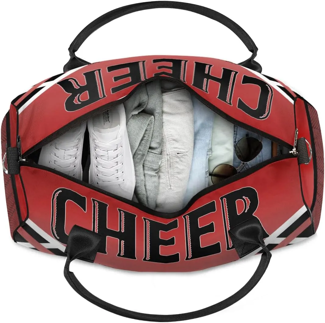Personalized Cheer Bags for Cheerleaders, Custom Name Sport Gym Duffel Bags, Customized Travel Overnight Weekender Bags Personalized Cheerleading Gifts, Deep Red Gradient