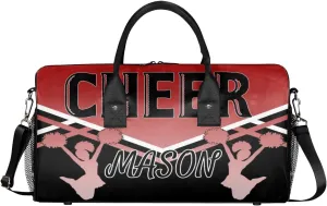 Personalized Cheer Bags for Cheerleaders, Custom Name Sport Gym Duffel Bags, Customized Travel Overnight Weekender Bags Personalized Cheerleading Gifts, Deep Red Gradient