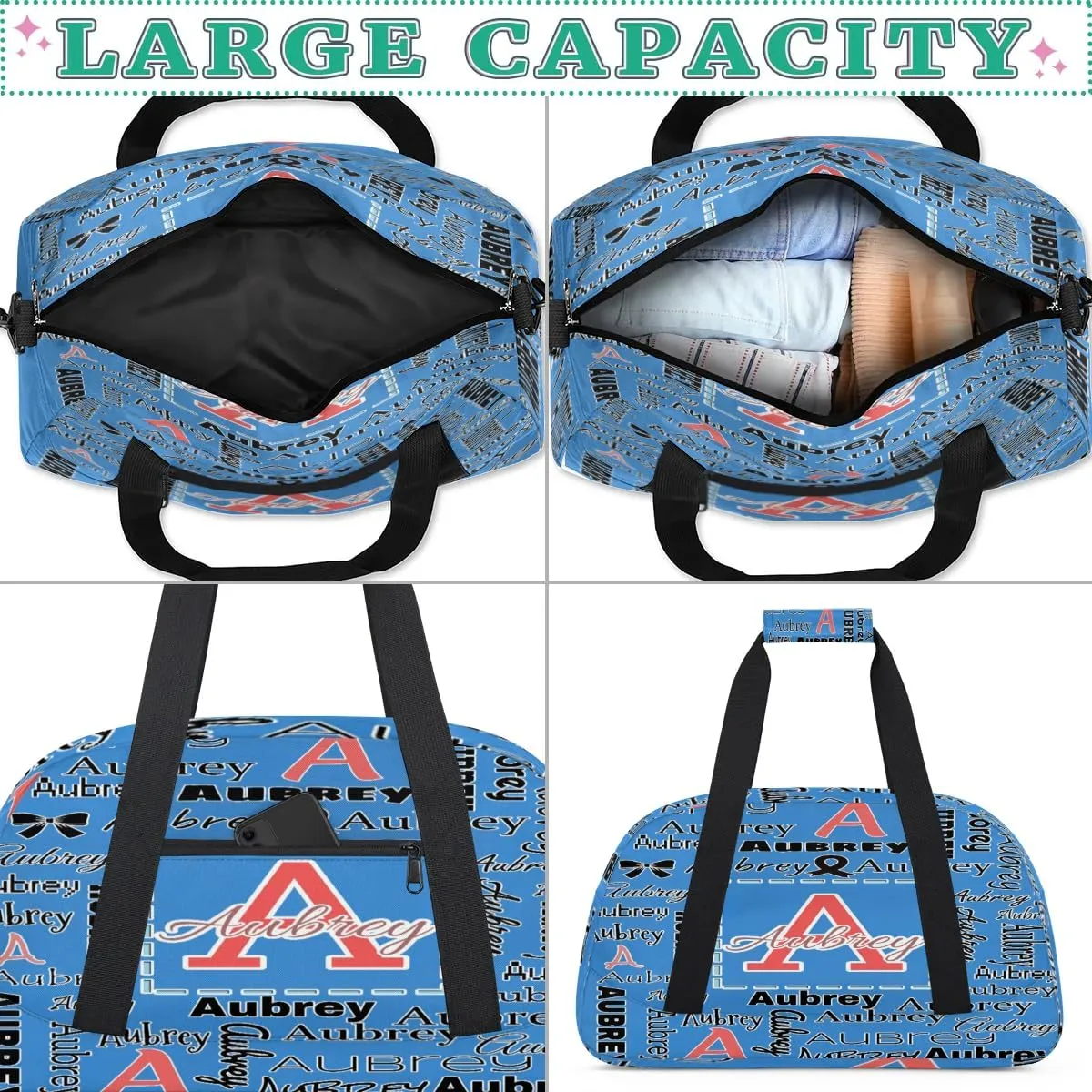Personalized Cheer Duffle Bag for Cheerleaders, Custom Cheerleading Gym Bag for Women, Cheer Duffel Bag with Name Overnight Weekender Bags Customized Gifts (Blue)