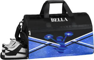 Personalized Cheerleader Bag Dance Bag for Girl Woman, Custom Gym Bag Sport Duffel Bag with Shoes Compartment Girl Blue Cheerleader