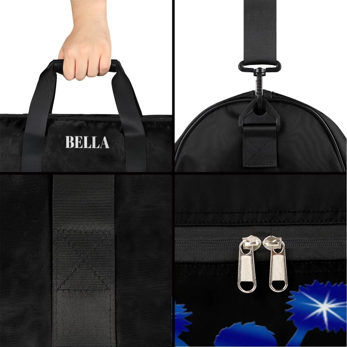 Personalized Cheerleader Bag Dance Bag for Girl Woman, Custom Gym Bag Sport Duffel Bag with Shoes Compartment Girl Blue Cheerleader
