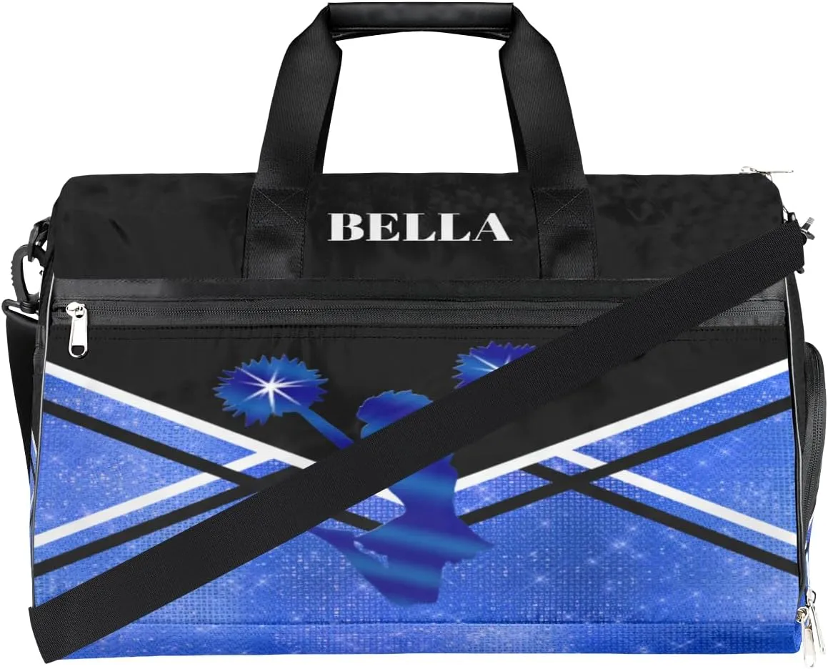 Personalized Cheerleader Bag Dance Bag for Girl Woman, Custom Gym Bag Sport Duffel Bag with Shoes Compartment Girl Blue Cheerleader