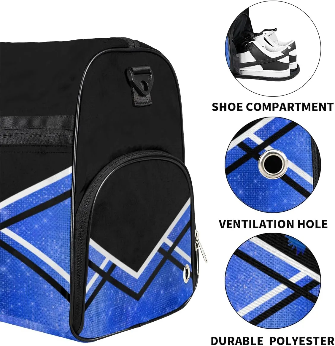 Personalized Cheerleader Bag Dance Bag for Girl Woman, Custom Gym Bag Sport Duffel Bag with Shoes Compartment Girl Blue Cheerleader