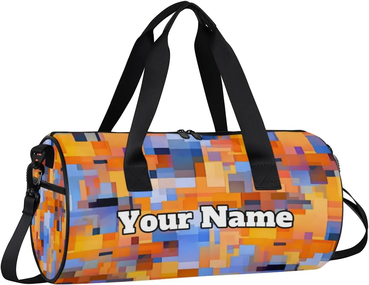 Personalized Color Mosaic Sport Gym Bag, Custom Name Duffel Bags for Men, Waterproof Custom Sport Duffel Bag, Gymnastics Dance, Abstract Mosaics