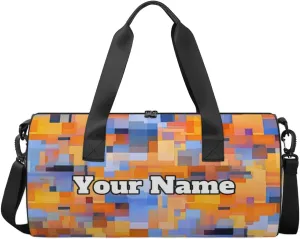 Personalized Color Mosaic Sport Gym Bag, Custom Name Duffel Bags for Men, Waterproof Custom Sport Duffel Bag, Gymnastics Dance, Abstract Mosaics