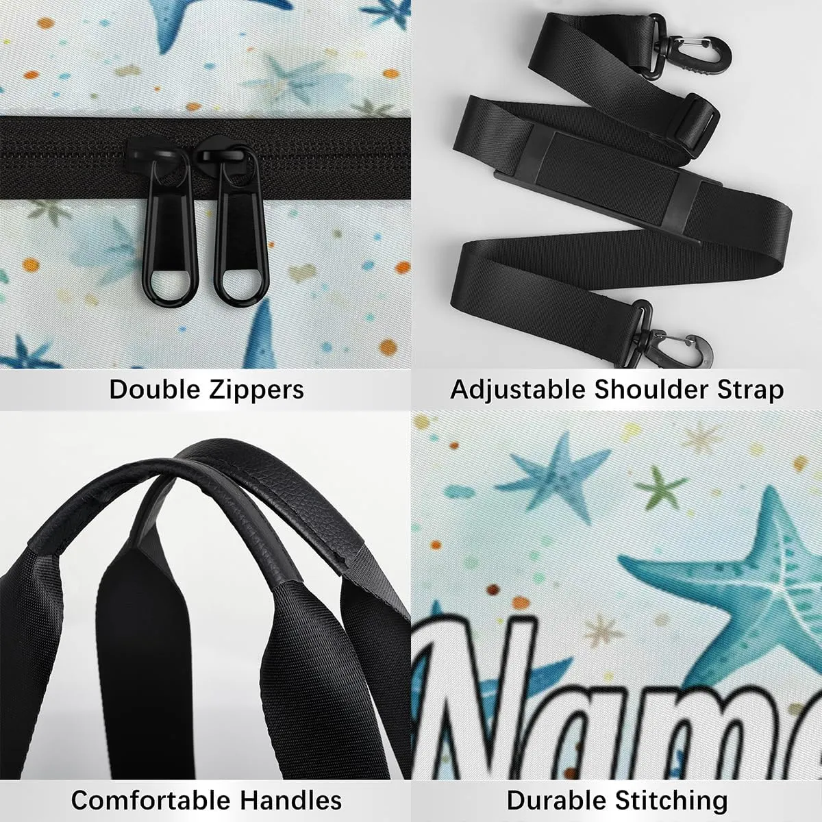Personalized Dance Bag Gymnastics Sport Duffel Bag Custom Ballet Bags Overnight Weekender Bag Waterproof Cheerleader Bag, Tropical Starfish