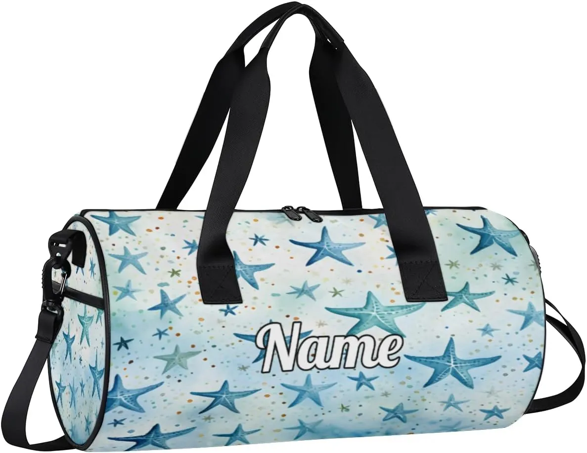 Personalized Dance Bag Gymnastics Sport Duffel Bag Custom Ballet Bags Overnight Weekender Bag Waterproof Cheerleader Bag, Tropical Starfish