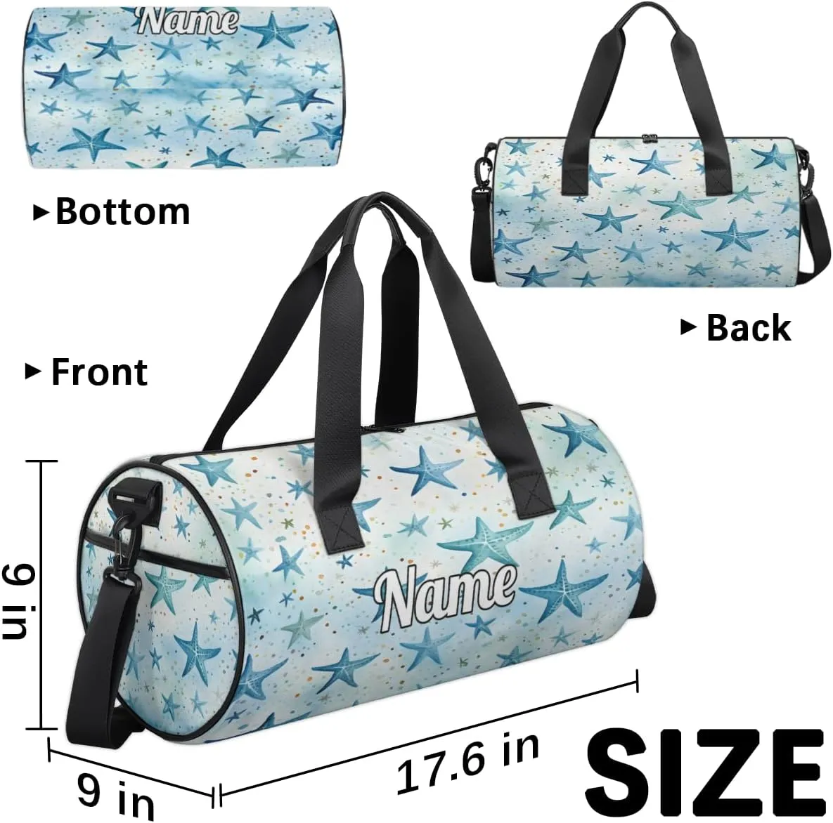 Personalized Dance Bag Gymnastics Sport Duffel Bag Custom Ballet Bags Overnight Weekender Bag Waterproof Cheerleader Bag, Tropical Starfish