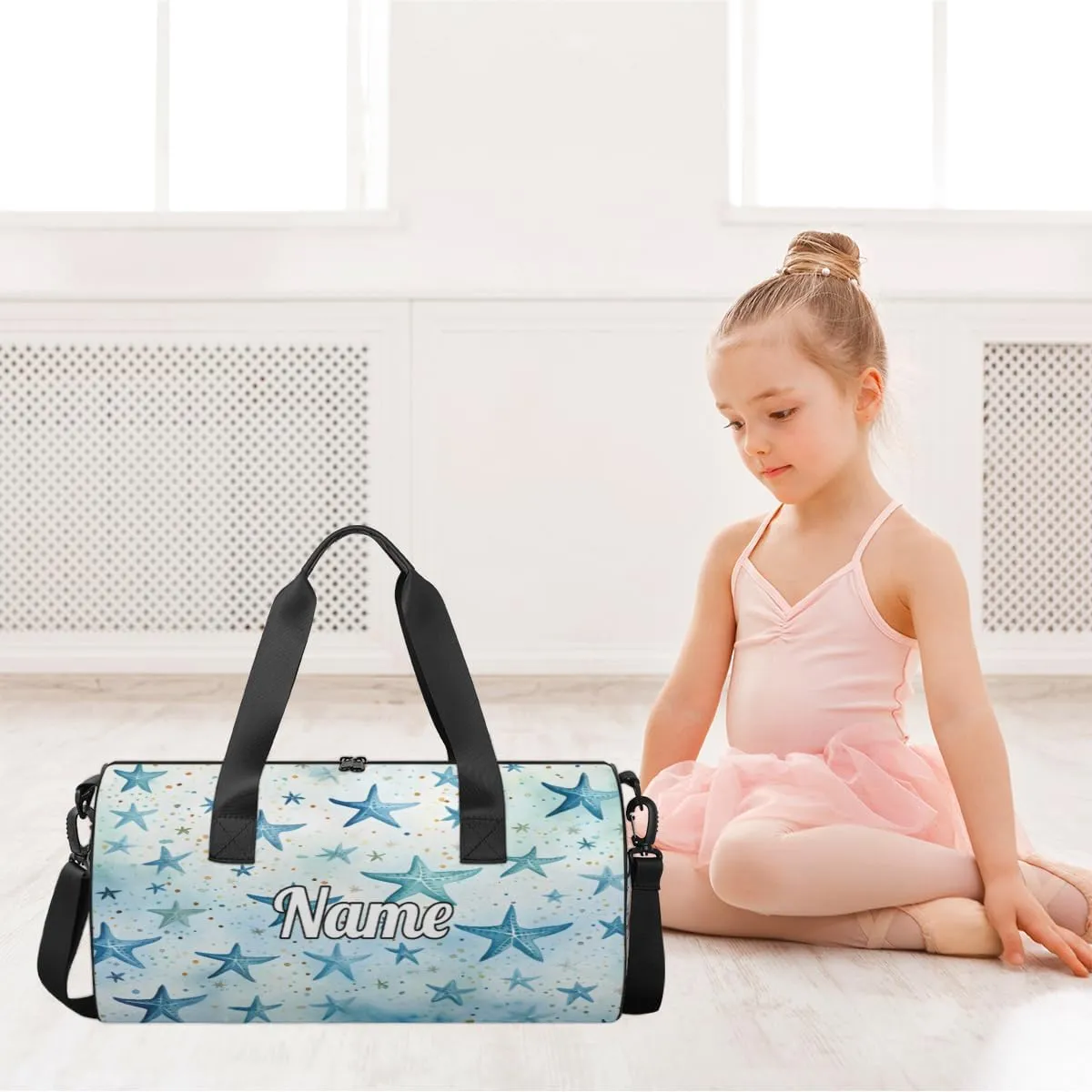 Personalized Dance Bag Gymnastics Sport Duffel Bag Custom Ballet Bags Overnight Weekender Bag Waterproof Cheerleader Bag, Tropical Starfish