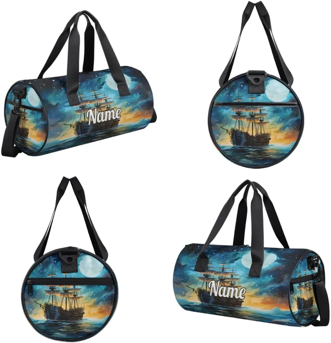 Personalized Dance Bag Gymnastics Sport Duffel Bag Custom Ballet Bags Overnight Weekender Bag Waterproof Cheerleader Bag, Vintage Boats Print