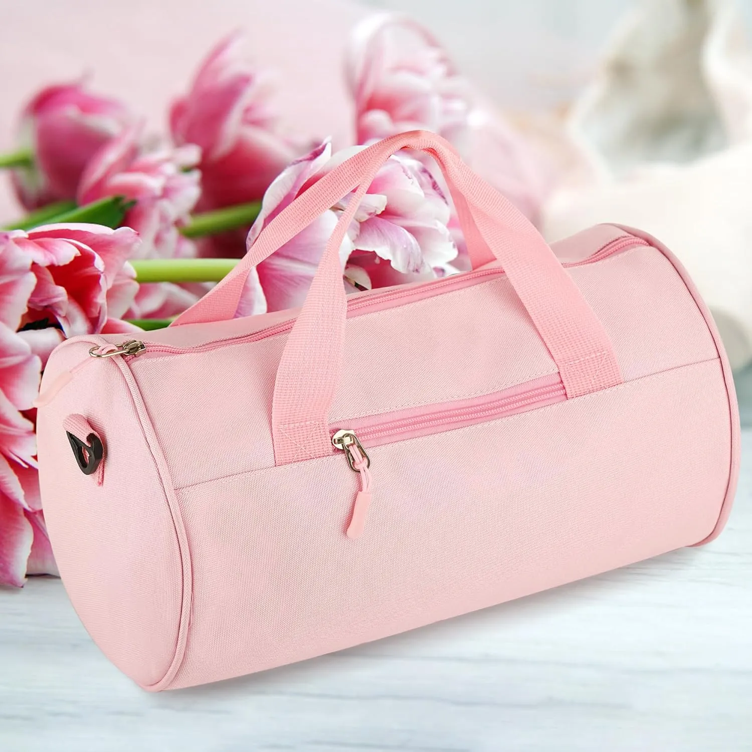 Personalized Dance Ballet Bag Girls, Kids Letter Patch Dance Bag, Sport Gym Bag,Travel Duffel Bag, Large Chenille Letter Weekender Overnight Bag (Pink)