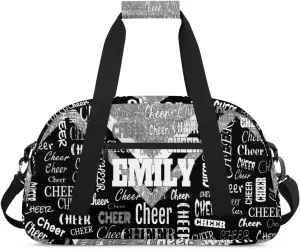 Personalized Dance Cheer Bag, Custom Cheerleading Gym Bag with Name Dark Pink Glittering with Black Overnight Large Duffel Bag for Train Gymnastics Sports Bag