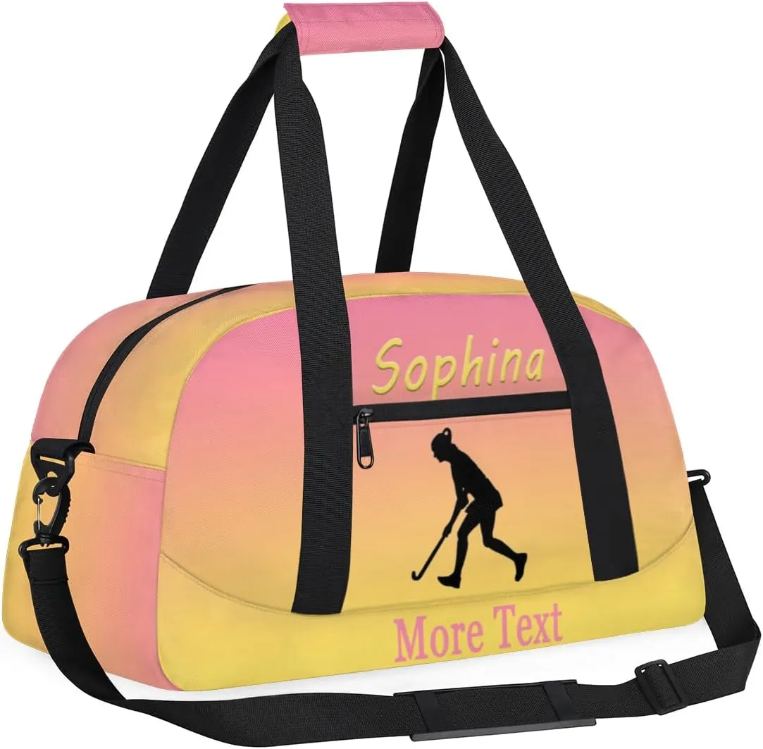 Personalized Golf Bag with Name Custom Sport Duffle Bag Overnight Bag Sleepover bag travel bag Weekender Bags Workout Bag for Gym Gymnastics Gift pink yellow Golf